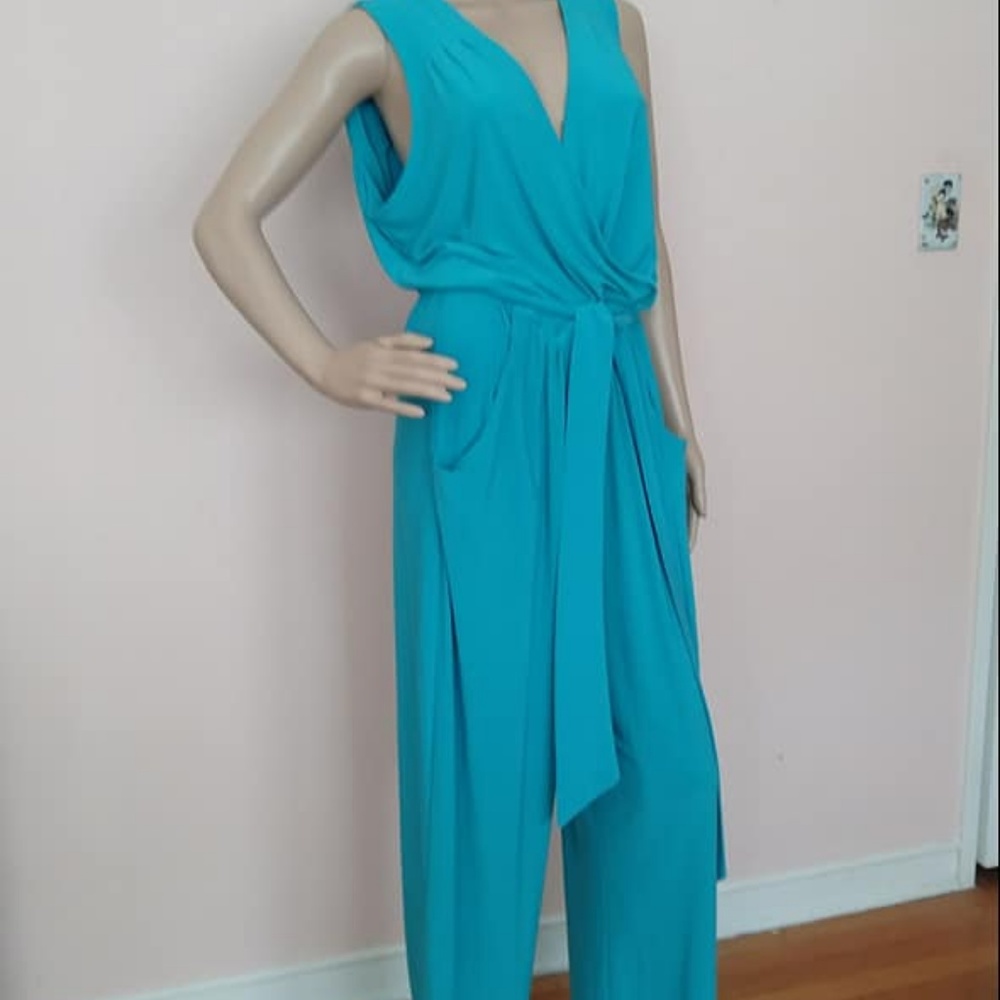 NWOT Aqua Teal Blue Niki Poulos Jumpsuit P1X - Picture 3 of 5